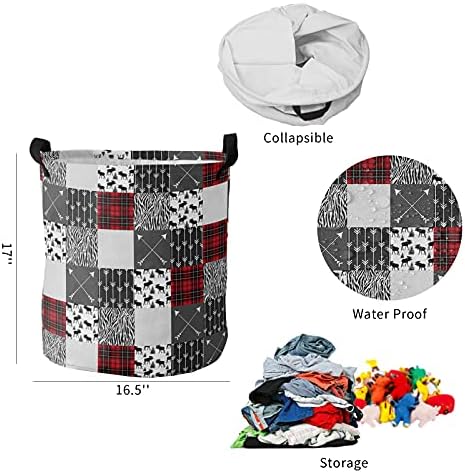 Red Black Buffalo Plaid Arrow ELK Large Laundry Basket