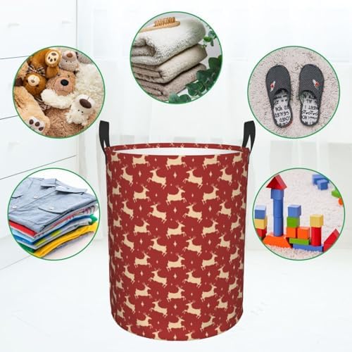 Itin Waterproof Laundry Basket Red Print Durable Storage Solution