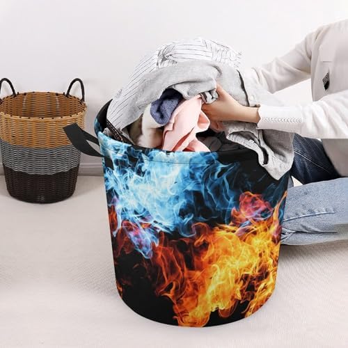 MEIKKO Red Blue Fire Multi-Purpose Laundry Hamper Toy Organizer Collapsible Waterfront Basket