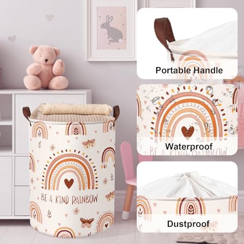 Clastyle 45L Boho Rainbow Washable Hamper with Handle Pink