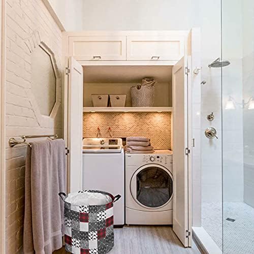 Red Black Buffalo Plaid Arrow ELK Large Laundry Basket