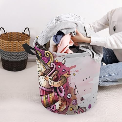 Cartoon Watercolor Ice Cream Laundry Hamper