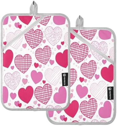 2-Piece Doodle Hearts Pot Holder Set
