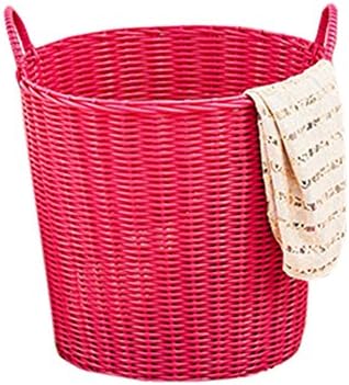 Solid Color Rattan Storage Basket Pink