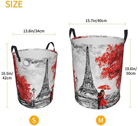 Red Eiffel Tower Influencer Large Waterproof Laundry Basket wHandle Storage