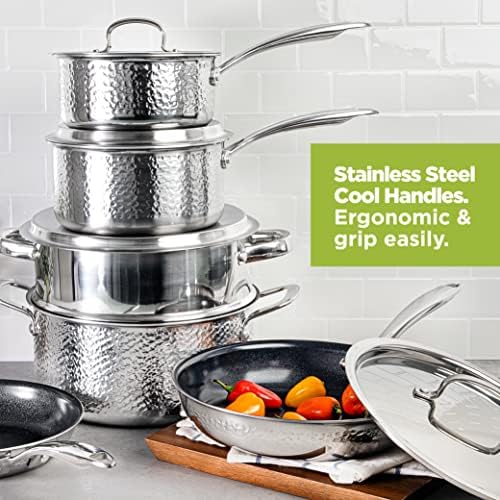 Hampered Stainless Steel Cookware Set by Granitestone Nonstickadjacent