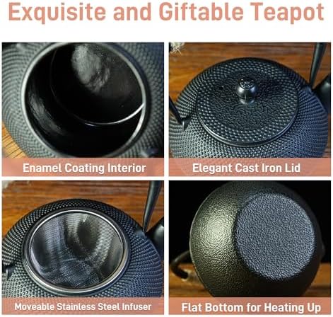 SECHUDIO Japanese Tetsubin Cast Iron Teapot 1200ml Black
