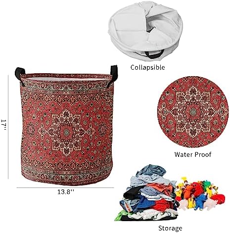 Abstract Red Collapsible Laundry Basket