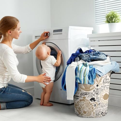 Elegant Tea-Themed Storage Hamper for Laundry Organization