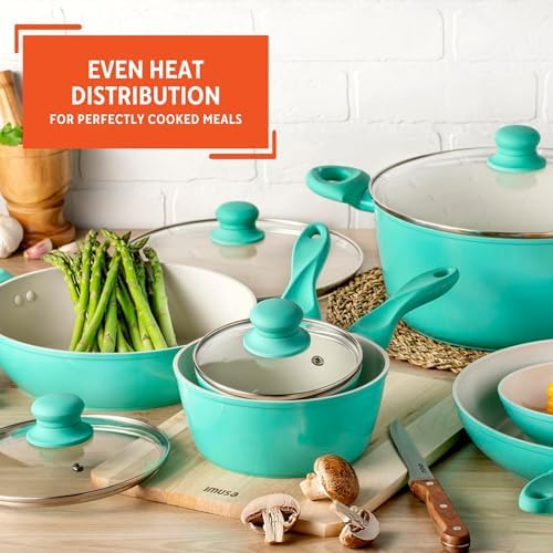 IMUSA Ivory Ceramic Cookware Set Premium Design 10-Piece Set