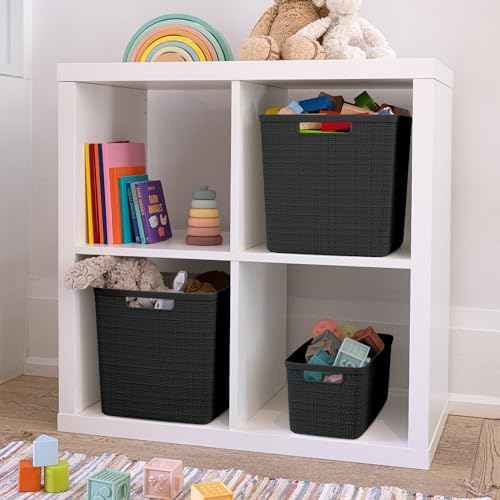 Curver Jute Plastic Cube Storage Organizer