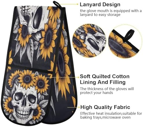 Halloween Skull Thermal Oven Mitts for Cooking Baking