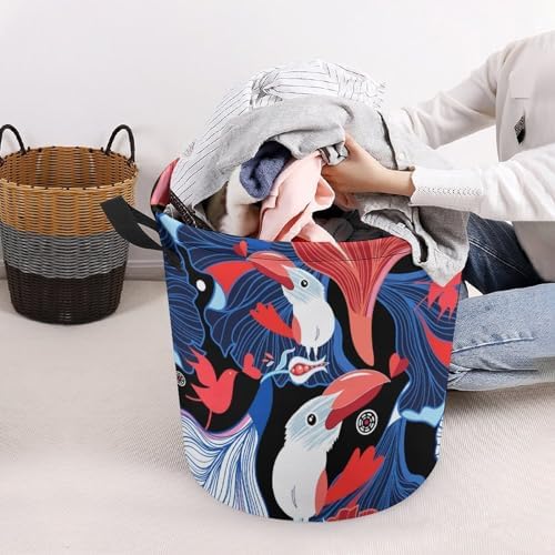 Valentines Day Love Birds Abstract Laundry Hamper