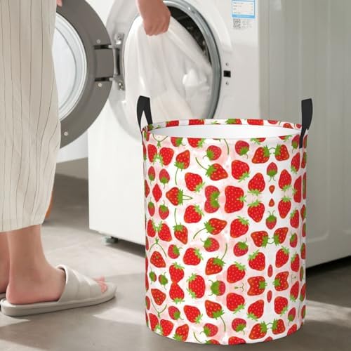 Strawberry Circular Hamper - Medium Storage Basket for Laundry and More