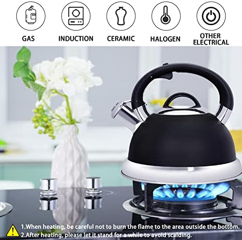Masio 25 Quart Stainless Steel Kettle Ergonomic Design Melodic Whistle
