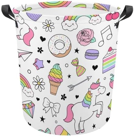 Unicorn Dessert Laundry Hamper Waterproof Easy to Carry