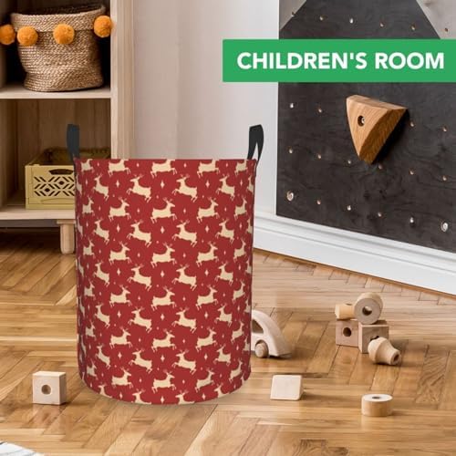 Itin Waterproof Laundry Basket Red Print Durable Storage Solution