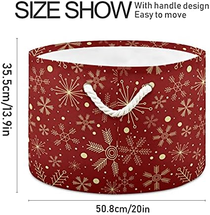 Stylish Christmas Storage Basket for Laundry with Dark Red Snowflakes Design