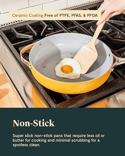 Caraway Nonstick Ceramic Cookware Set 12-Piece Oven Safe Compatible with All Stovetops