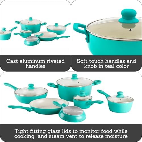 IMUSA Ivory Ceramic Cookware Set Premium Design 10-Piece Set