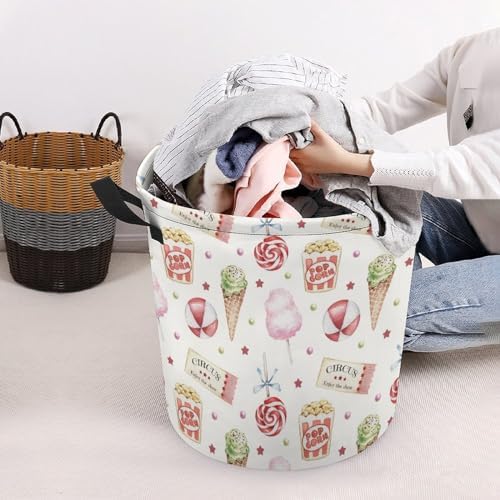 MEIKKO Ice Cream Summer Organizer Collapsible Laundry Basket for Family Kids