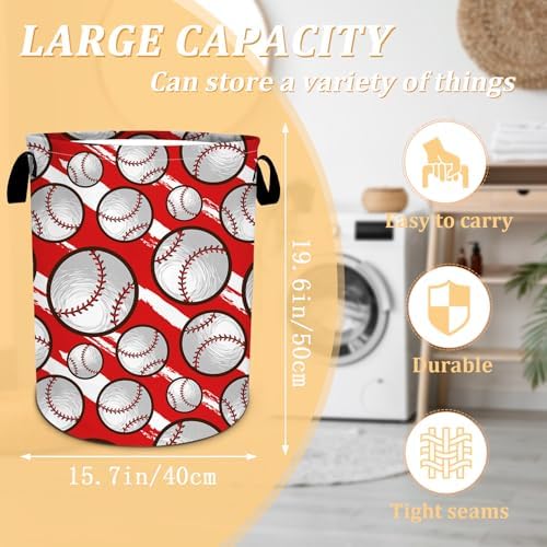 Baseball Texture Water Resistant Folding Laundry Hamper