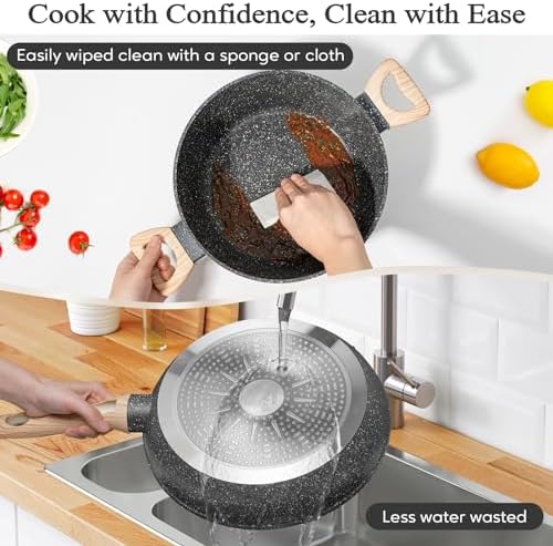 SODAY 12 Pcs Nonstick Cookware Set - Induction Safe Prevents Leaching Healthyeating Kitchen Crate