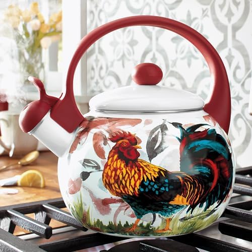 Montgomery Ward Red Rooster Whistling Tea Kettle