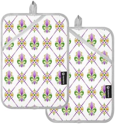 KCLDECI Heat-Resistant Oven Mitt Set 2 for Baking Cooking