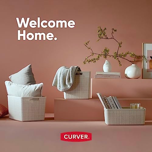 Curver Jute Plastic Cube Storage Organizer