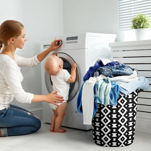 Monochrome Pattern Laundry Baskets Multi-functional Storage for Home Travel College