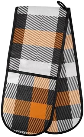 Halloween Plaid Double Oven Mitts Heat Resistant Soft Cotton Lining