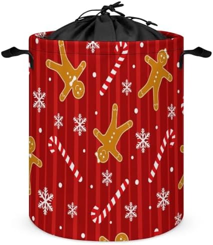 Laundry Basket Christmas Red Waterproof Foldable Storage Hamper with Handles Drawstring