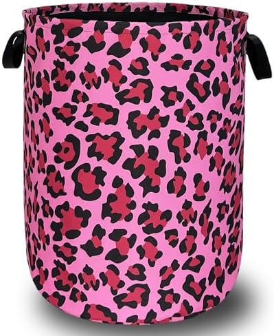 Pink Leopard Print Laundry Hamper