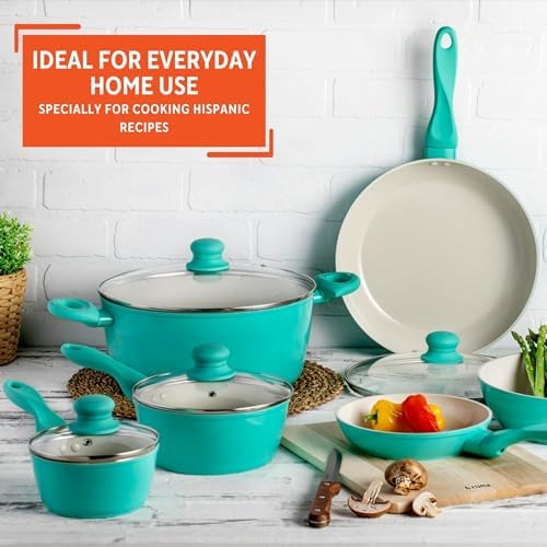 IMUSA Ivory Ceramic Cookware Set Premium Design 10-Piece Set