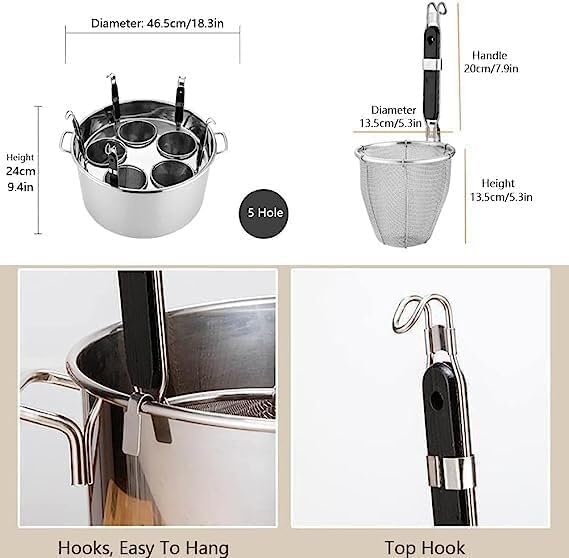 D Auouxsp Pasta Cooker Set - 345 Hole With Strainer