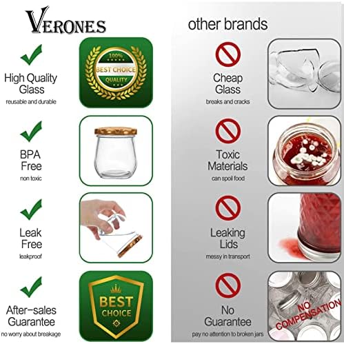 VERONES 40 Pack 6 oz Mason Jars with Lids
