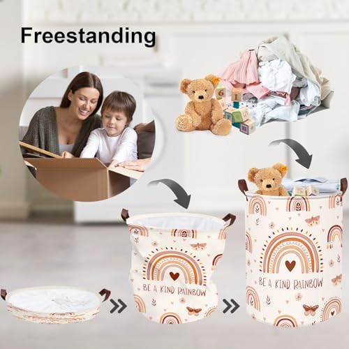Clastyle 45L Boho Rainbow Washable Hamper with Handle Pink