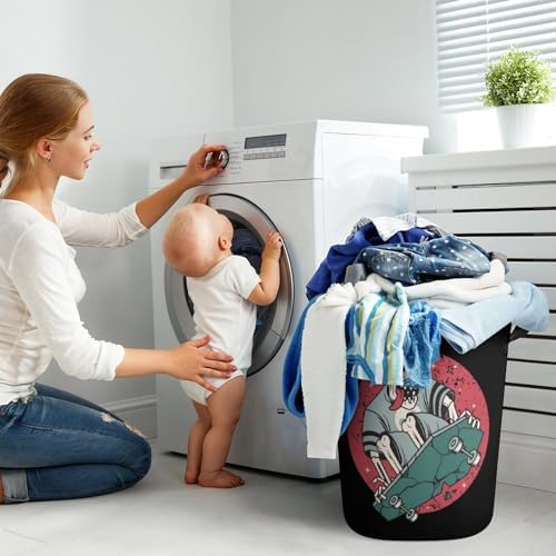 Skull Skateboard Laundry Hamper Waterproof