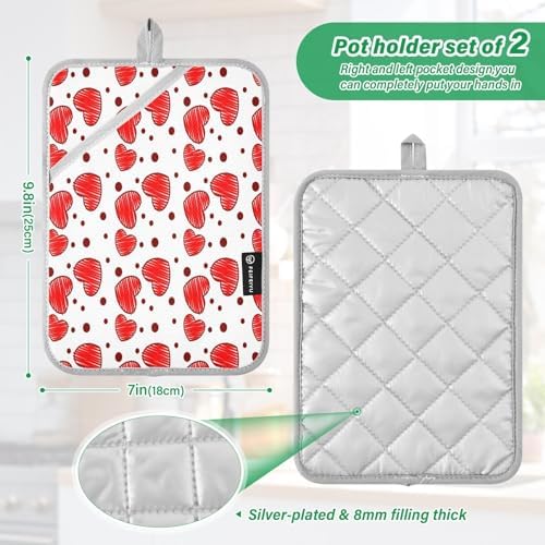 Love Pattern Valentines Pot Holder Set