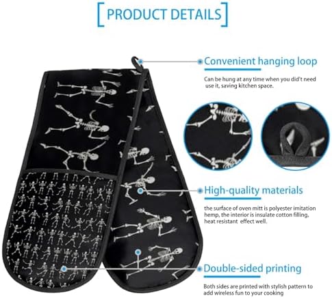 Double Oven Mitts Halloweenalloween Skull Heat-Resistant Oven Mitts