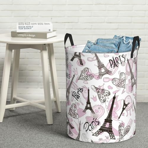 Paris Eiffel Tower Waterproof Laundry Basket Collapsible with Handle