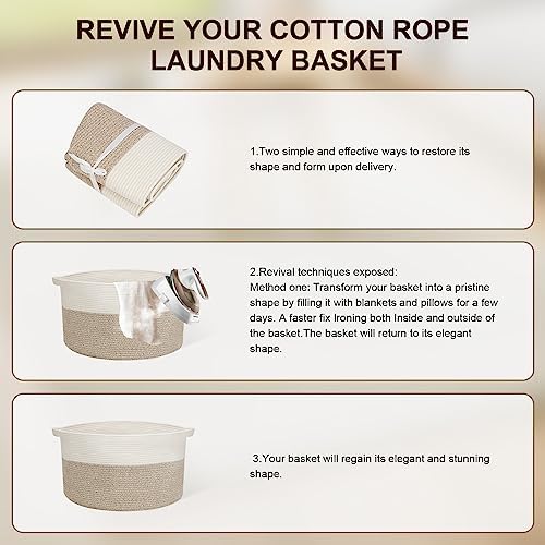 Fixwal Large Rope Laundry BasketSturdy Stylish Storage Basket