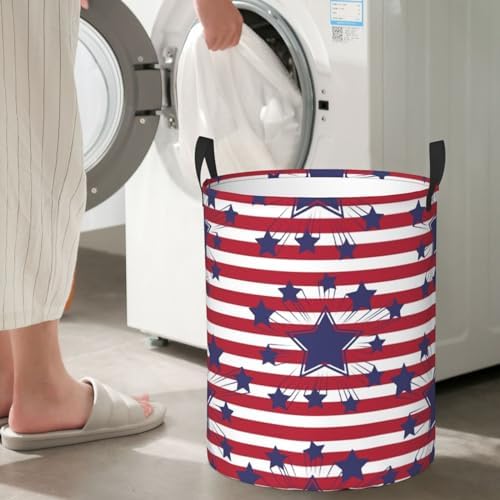 Red Collapsible Laundry Basket with Handles
