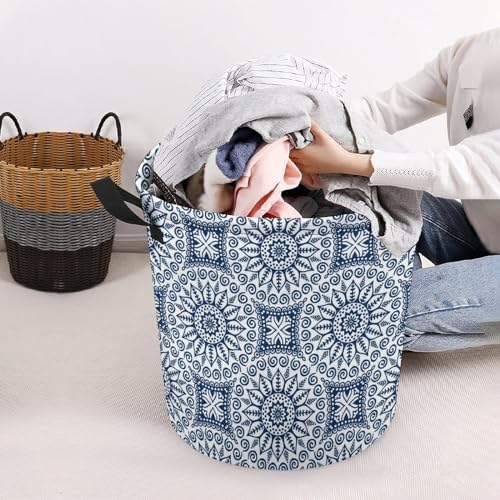 MEIKKO Blue Ethnic Vintage Laundry Hamper