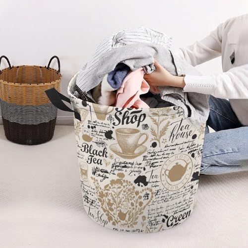 Elegant Tea-Themed Storage Hamper for Laundry Organization
