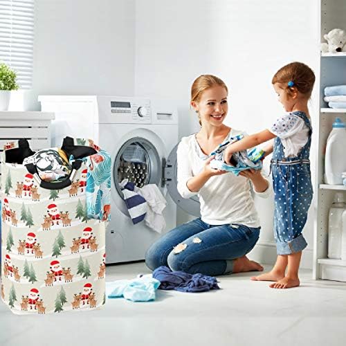 visesunny Collapsible Laundry Basket with Santa Reindeer Design