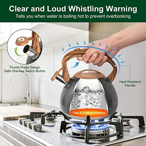 Greenual 32 Quart Loud Whistling Tea Kettle