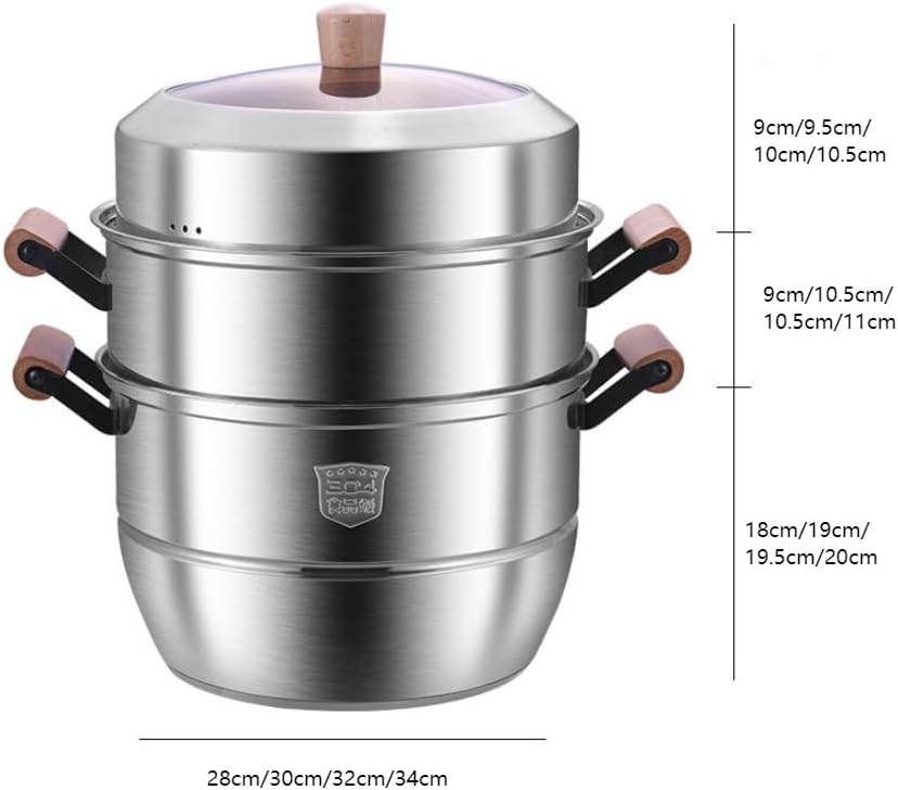 TEMKIN Stainless Steel Steamer Cooking Pot Pan Set 3-Tier Maker