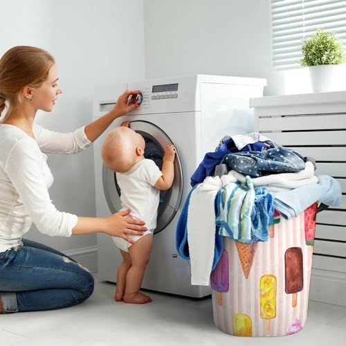 Retro Watercolor Ice Cream Laundry Hamper